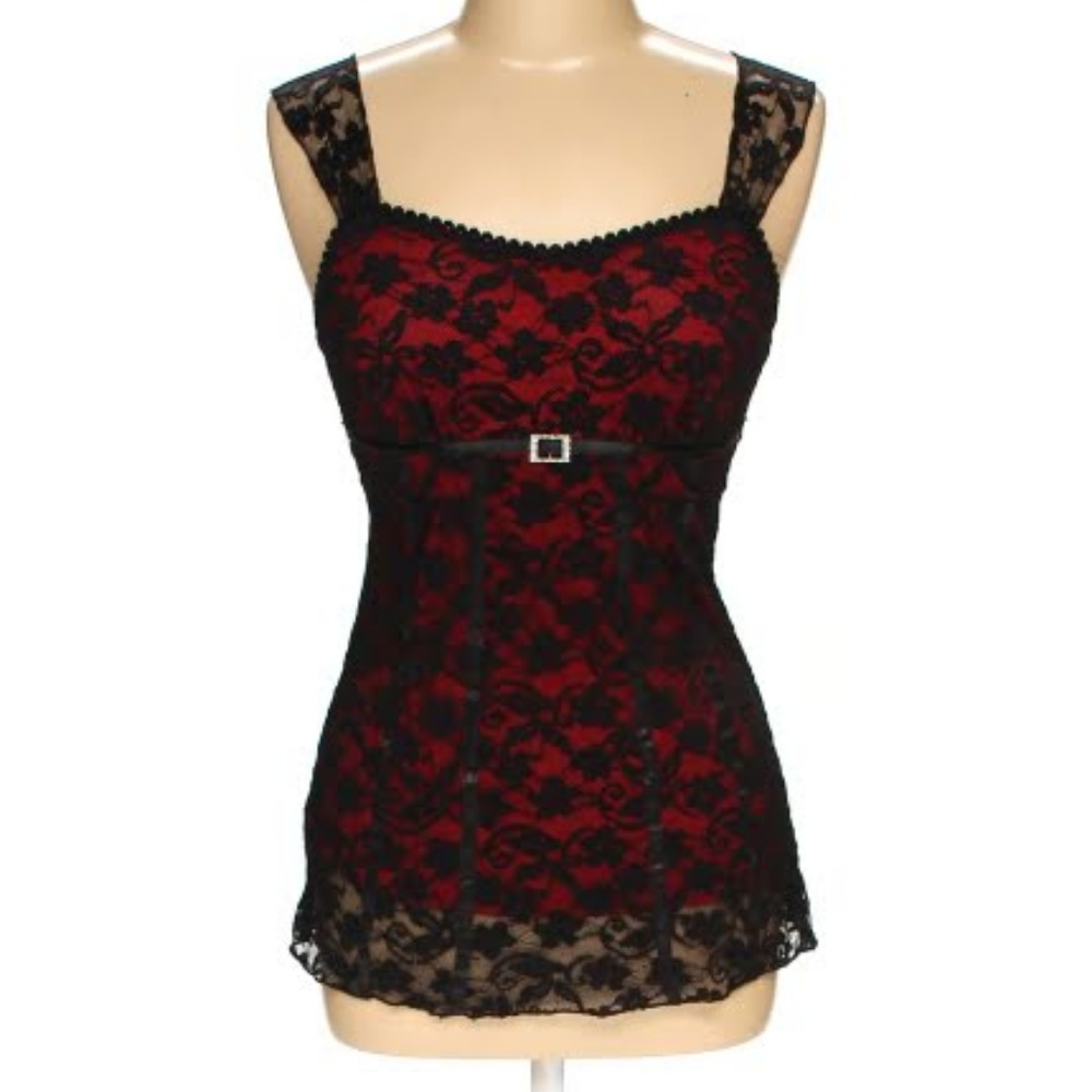 Forever Black Lace Dressy Tank Top